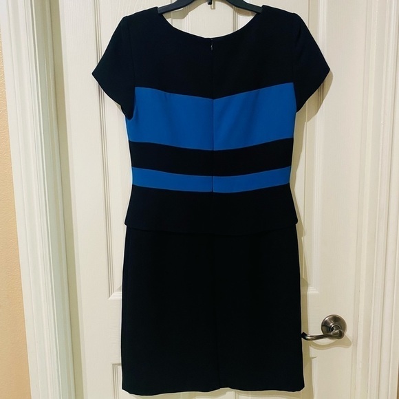 YL by Yair Vintage New Size 8 Black Blue Colorblock Retro Sheath Dress USA Made - Picture 4 of 8